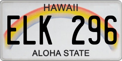 HI license plate ELK296
