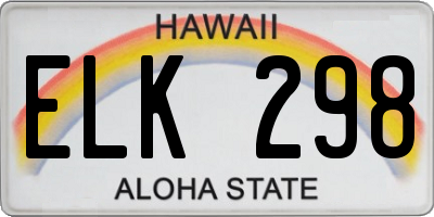 HI license plate ELK298