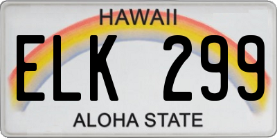 HI license plate ELK299