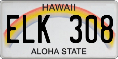 HI license plate ELK308