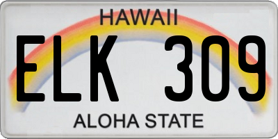 HI license plate ELK309