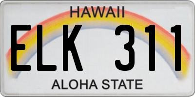HI license plate ELK311