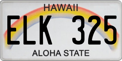 HI license plate ELK325