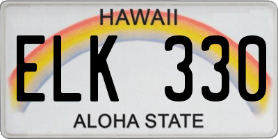 HI license plate ELK330