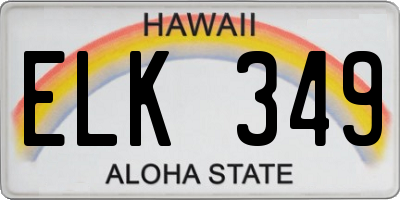 HI license plate ELK349