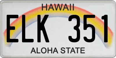 HI license plate ELK351