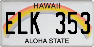HI license plate ELK353
