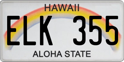 HI license plate ELK355