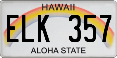 HI license plate ELK357
