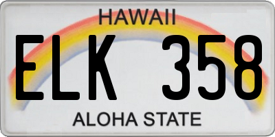 HI license plate ELK358