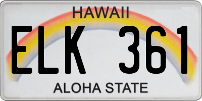 HI license plate ELK361