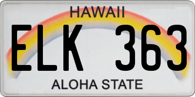 HI license plate ELK363