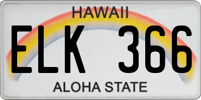 HI license plate ELK366