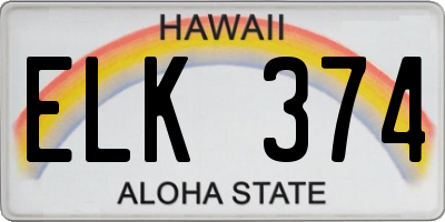 HI license plate ELK374