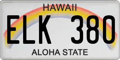 HI license plate ELK380
