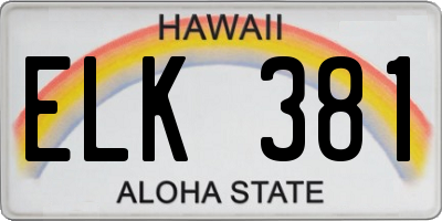 HI license plate ELK381