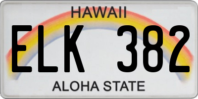 HI license plate ELK382