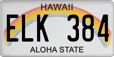 HI license plate ELK384
