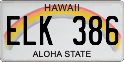 HI license plate ELK386