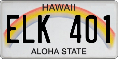 HI license plate ELK401