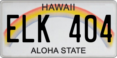 HI license plate ELK404