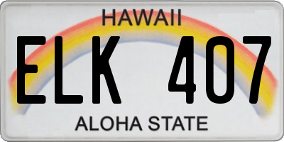 HI license plate ELK407