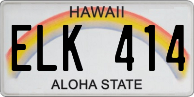 HI license plate ELK414