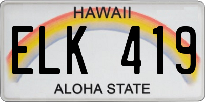 HI license plate ELK419