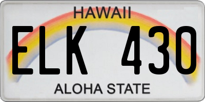 HI license plate ELK430