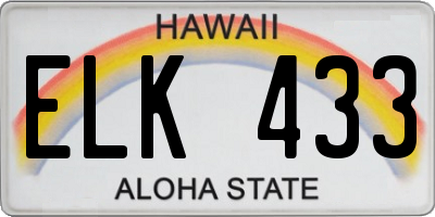 HI license plate ELK433