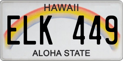 HI license plate ELK449