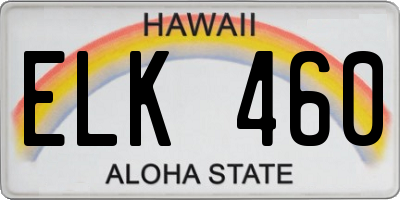 HI license plate ELK460