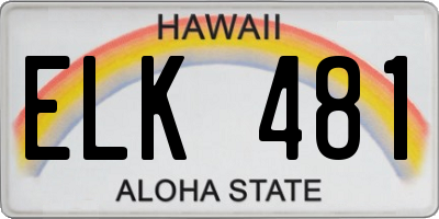 HI license plate ELK481