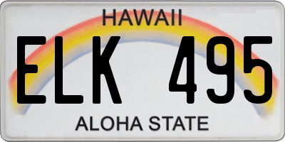 HI license plate ELK495