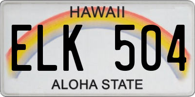 HI license plate ELK504
