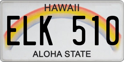 HI license plate ELK510