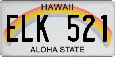 HI license plate ELK521