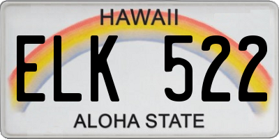HI license plate ELK522