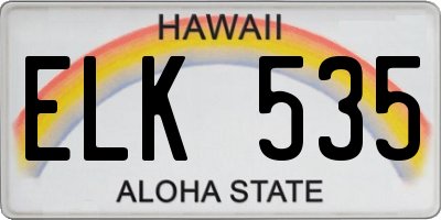 HI license plate ELK535