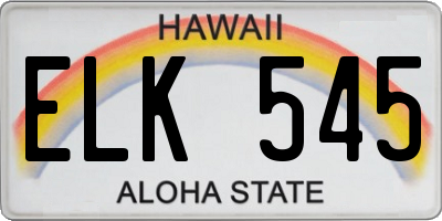 HI license plate ELK545