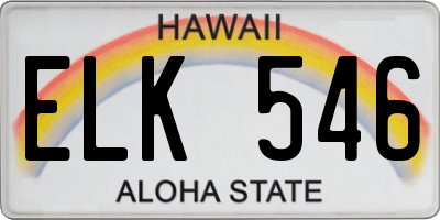 HI license plate ELK546