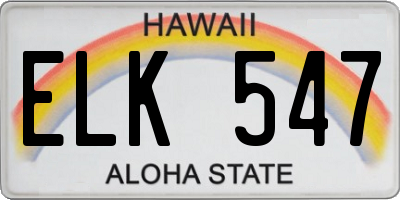 HI license plate ELK547