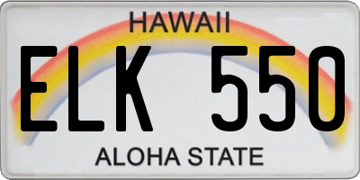 HI license plate ELK550