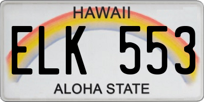 HI license plate ELK553