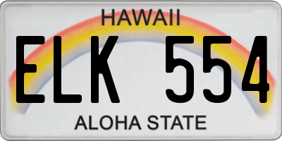 HI license plate ELK554