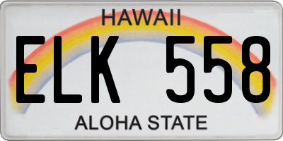 HI license plate ELK558