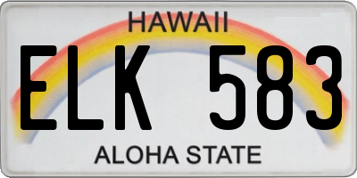 HI license plate ELK583