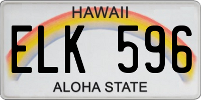 HI license plate ELK596