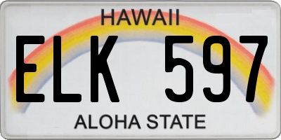HI license plate ELK597
