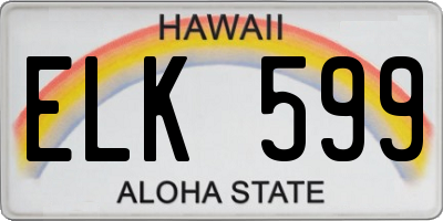 HI license plate ELK599
